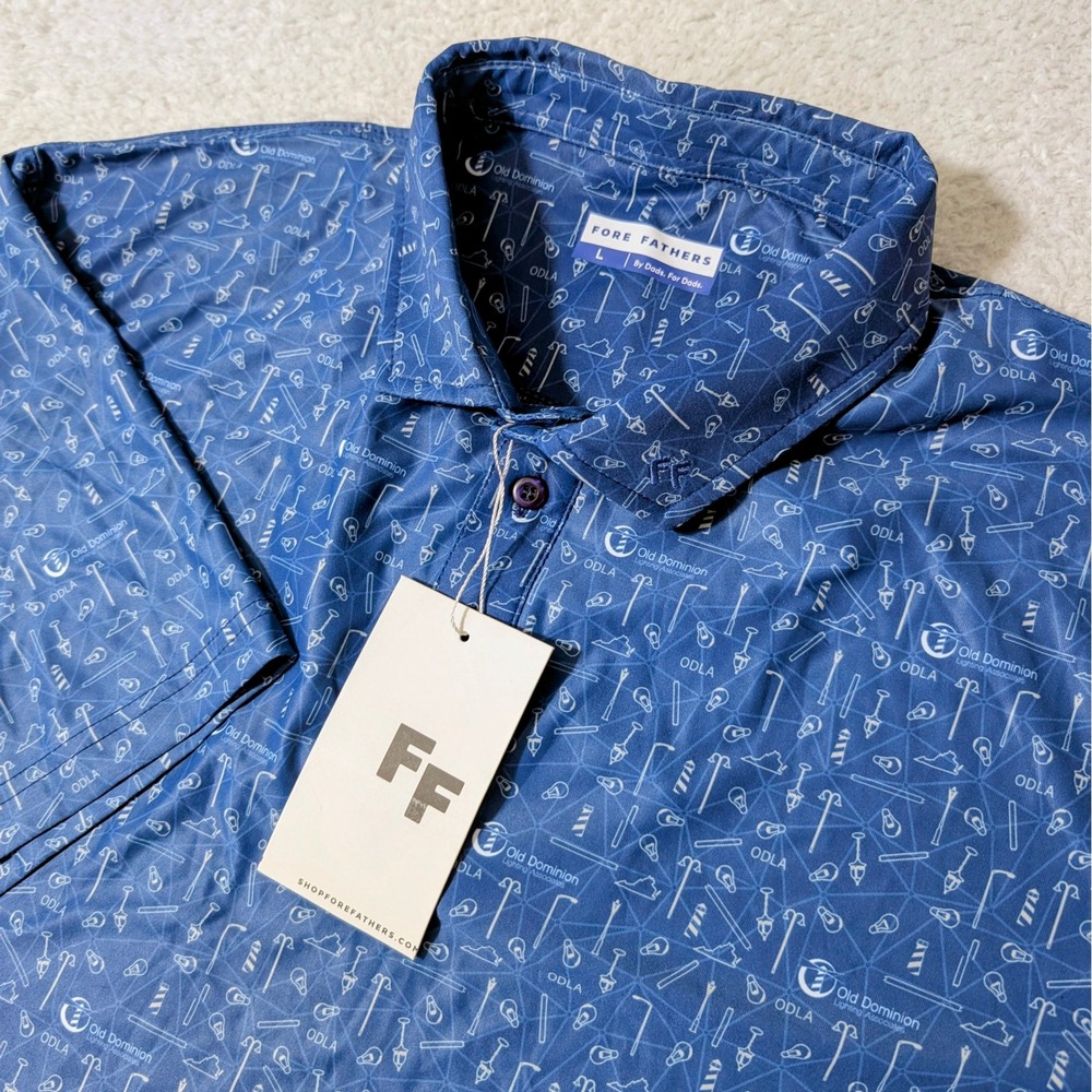 Fore Fathers Polo Mens L Blue Old Dominion Lighting Associates Stretch‎ Print